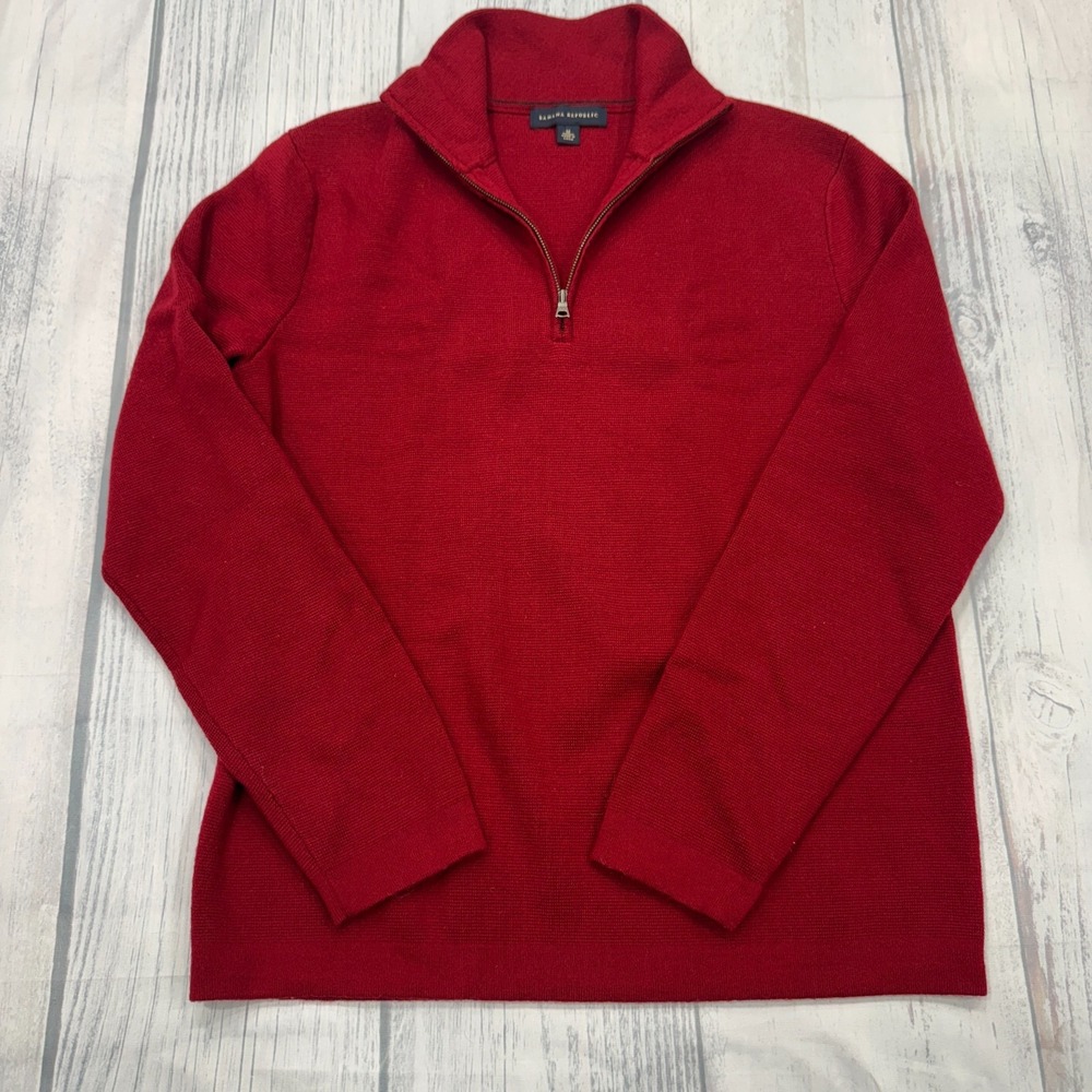 Banana Republic 1/4 Zip‎ Sweater M Red Pullover Golf Mens